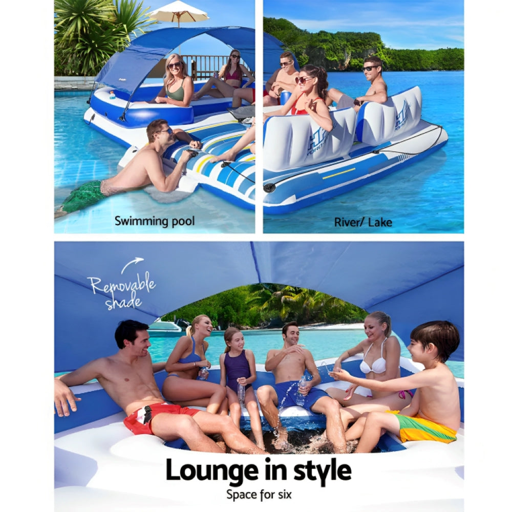 Inflatable Island Lounge 6-Person Water Fun Sunshade