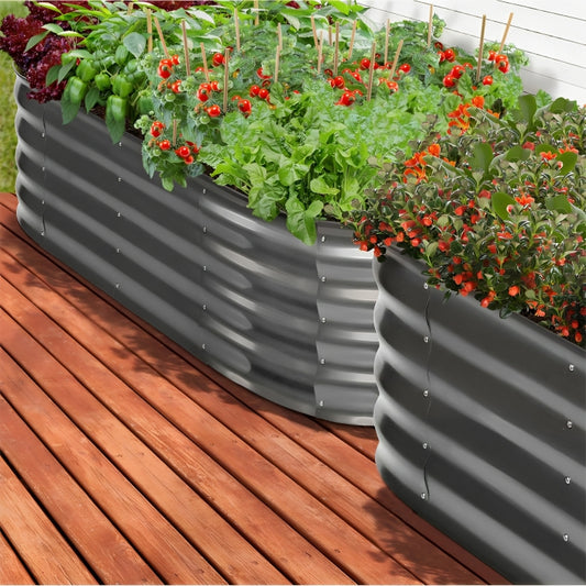 Galvanised Steel Raised Garden Beds Kit Planter Oval