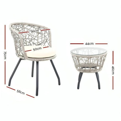 Valerie 3 Piece Rattan Patio Chairs & Table