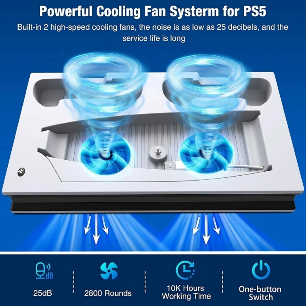 PlayStation 5 Cooling Fan Stand Dual Controller Charger Dock Station